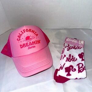 Barbie Pink Baseball Cap Hat Socks Set NWT‎ Great Christmas Birthday Gift